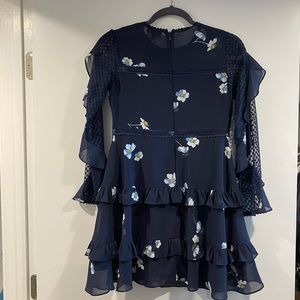 Girls Bardot navy long sleeve dress